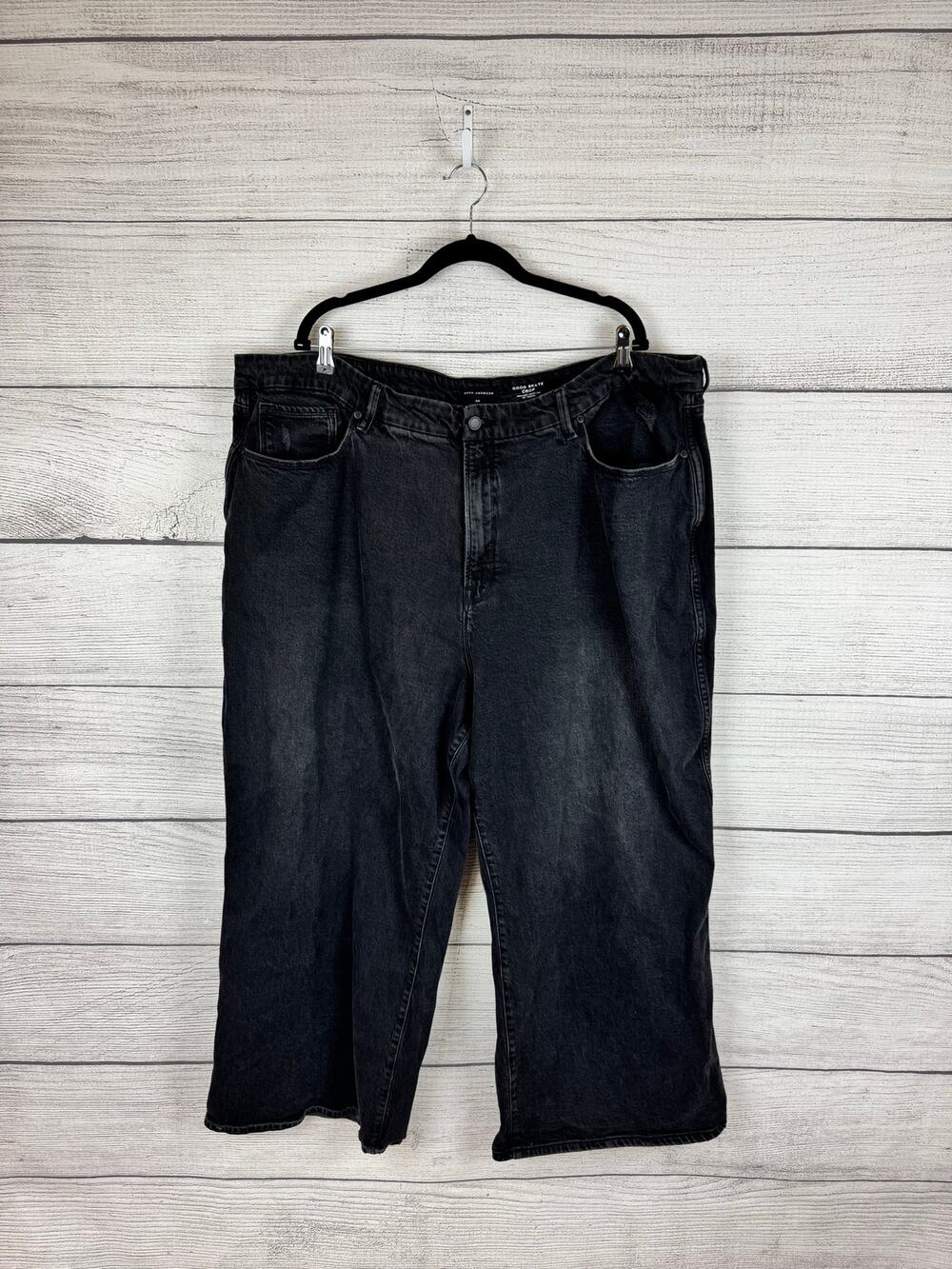 Good American Plus Size Black Wash Good Skate High Rise Loose Leg Jeans Size 24